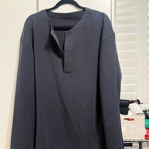 Men's Long Sleeve Henley Shirt - Charcoal